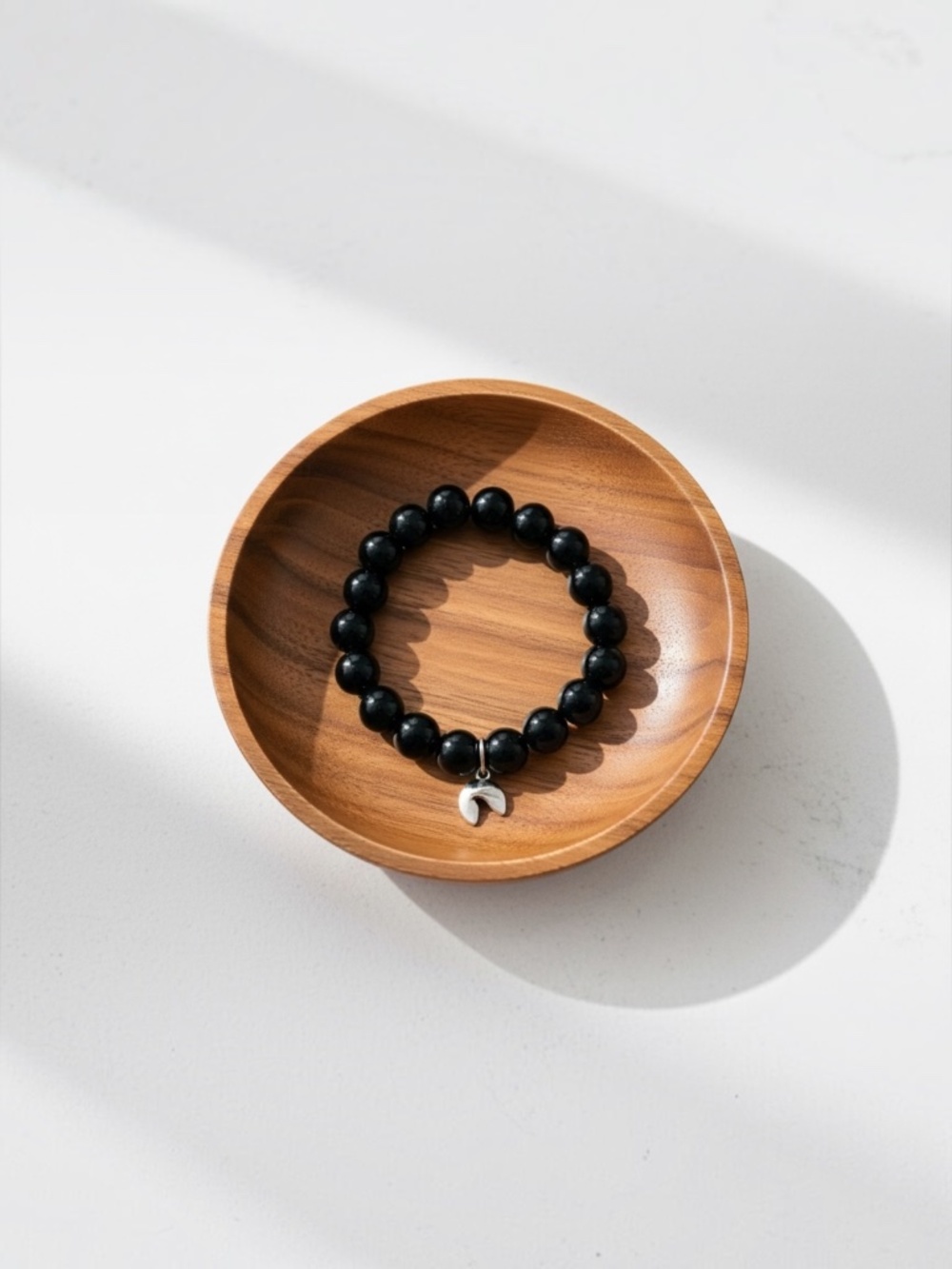 Everyday Magic Bracelet | Black Beaded Fortune Cookie Charm |Magic & Mindfulness